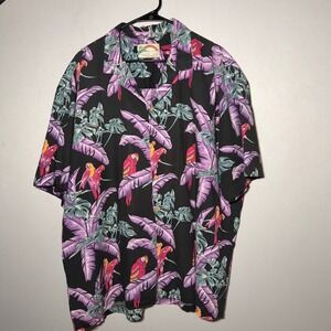 Paradise Found Hawaiian Shirt Mens 4XL
Black Purple Jungle Bird Aloha Magnum PI
